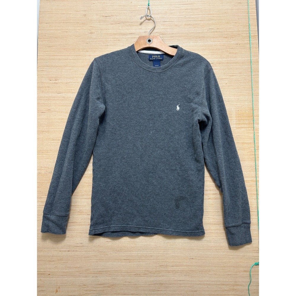 Polo‎ Ralph Lauren Gray Waffle Knit Long Sleeve Crew Neck Shirt Size S
